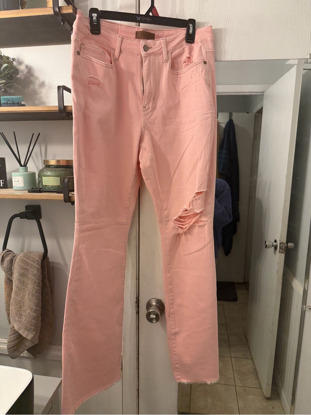 Judy Blue Pink Distressed Flare Jeans